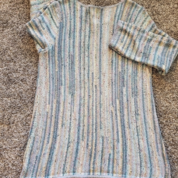 j jill L cotton blend sweater abstract line green fall. - Picture 10 of 13